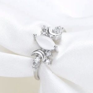 Vintage Silver White Opal Moonstone Moon